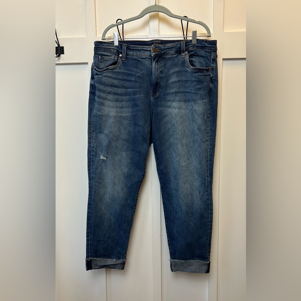 KUT from the cloth Women Size 18 W Blue Denim Jeans High Rise Ankle Straight Leg
